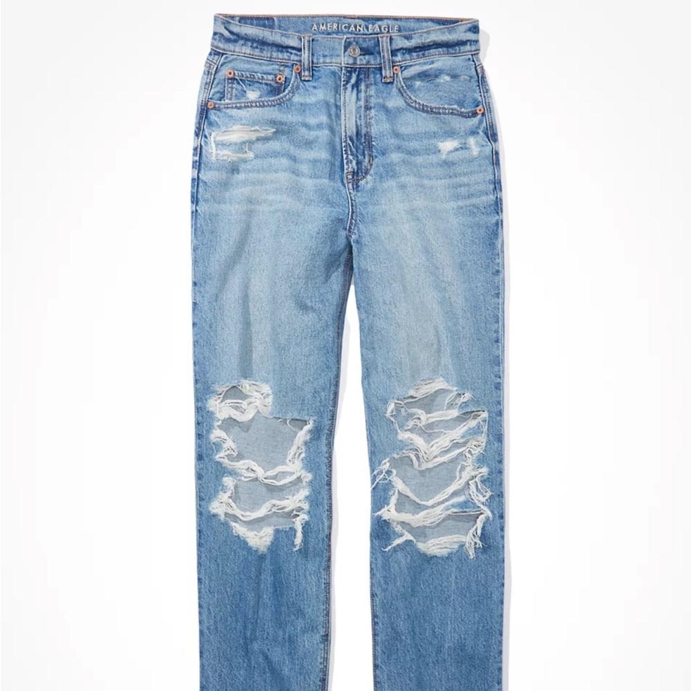 american eagle strigid ripped highest waist baggy straight jeans - Picture 5 of 12
